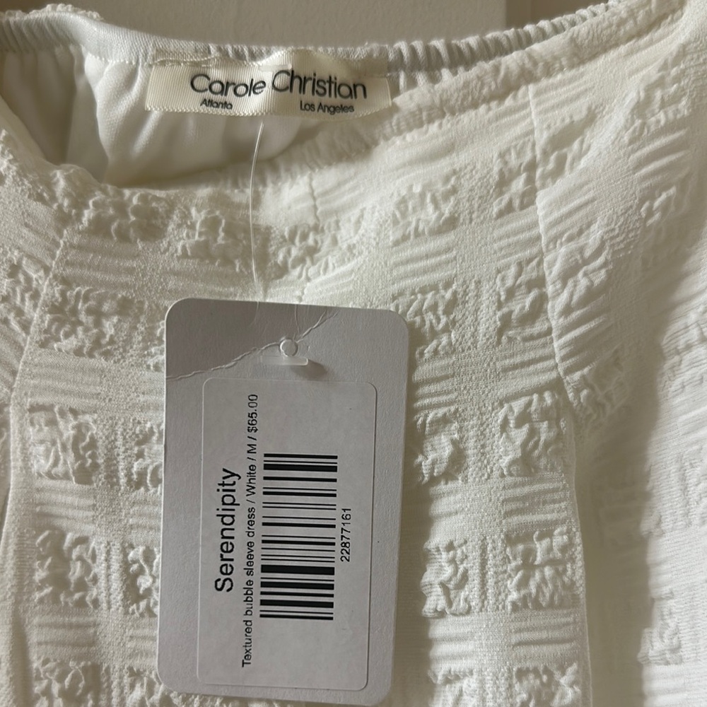 Anthropologie White Puff Sleeve Ruffled dress - Picture 3 of 5